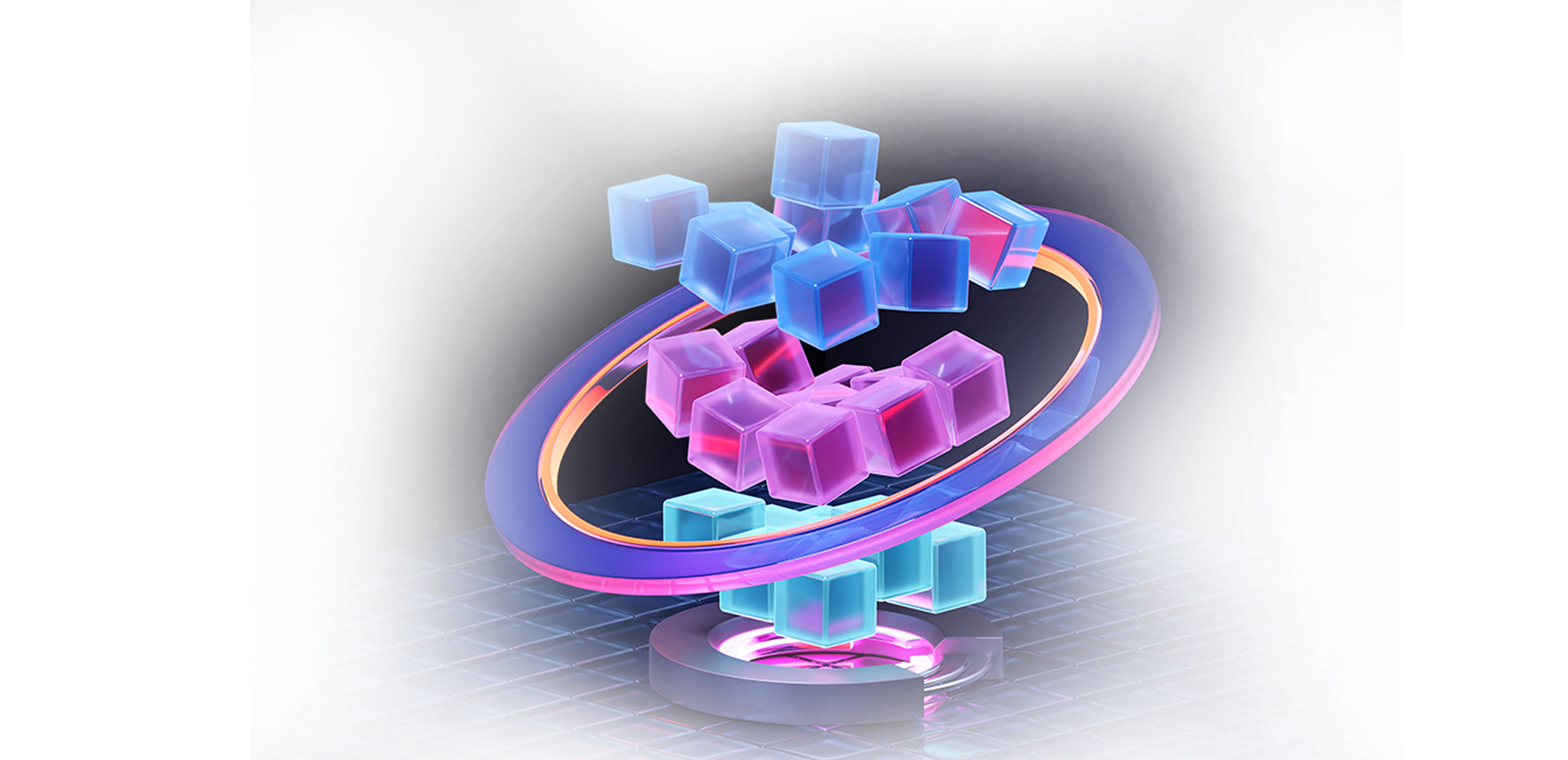 Complete owner page layout with 3D blockchain visualization
